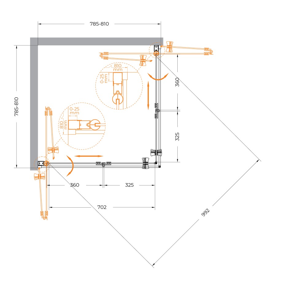 Душевой уголок CEZARES ECO-O-AS-2-80-C-Cr
