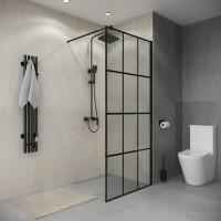 Душевая перегородка Niagara Eco NG-552-90BLACK (90х190) черный,стекло клетка,1 место