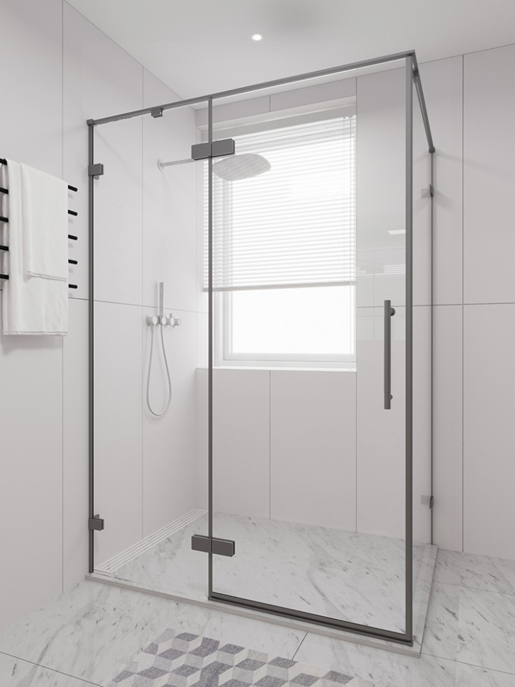 Боковая панель Veconi Premium Alassio SP GR, 800x2000, брашированный графит, стекло прозрачное осветленное