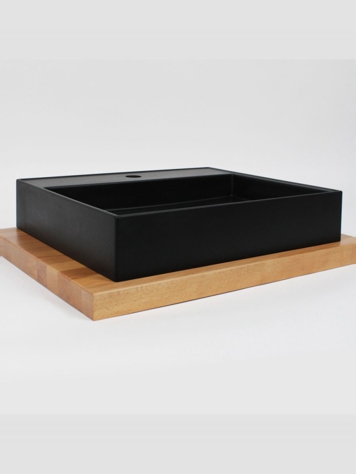 Раковина для ванной накладная 50 см, Uperwood Tanos Quartz, прямоугольная, черная, уголь