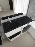 Раковина над стиральной машиной Uperwood Марсал 120х48,6х15 см, черный мрамор, левая, крыло справа