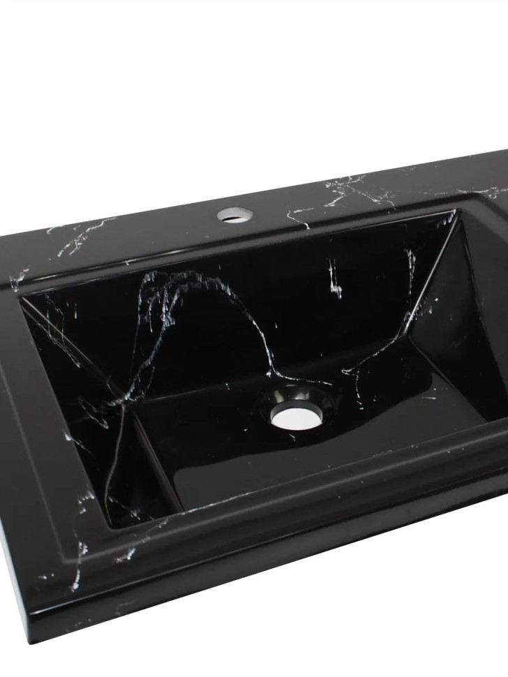 Раковина над стиральной машиной Uperwood Марсал 120х48,6х15 см, черный мрамор, левая, крыло справа