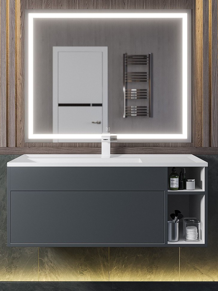 Раковина для ванной полувстраиваемая Uperwood Lotus 100 см, прямоугольная, белая матовая