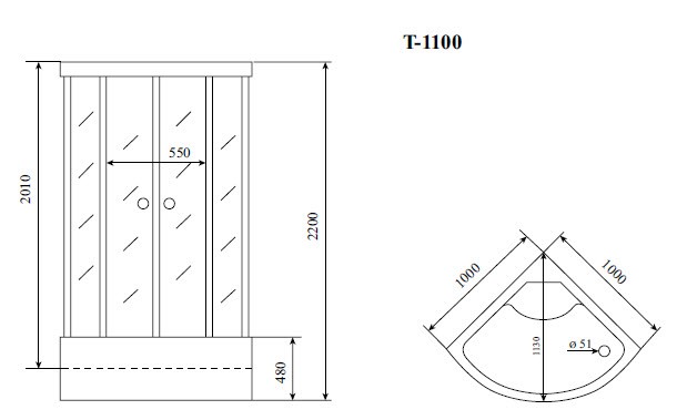Timo Standart T-1100 душевая кабина 100*100*220, турецкая баня хамам