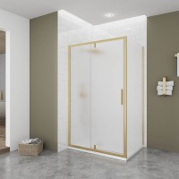 Душевой угол Veconi Ottimo P20SP G, 1100х1000х1900 золото брашинг, стекло матовое