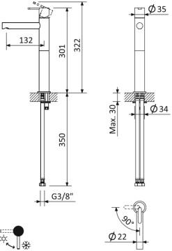 Смеситель для раковины CEZARES LEAF-LC1-L-SR