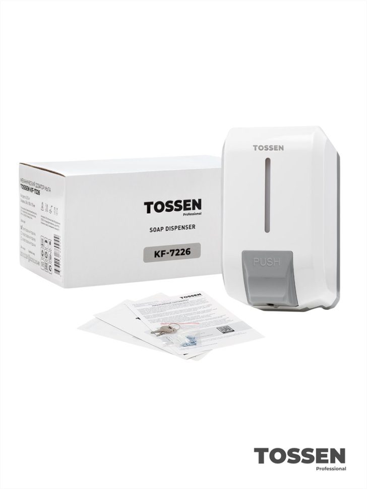TOSSEN KF-7226 PW - механический дозатор жидкого мыла-пенки (коллекция «Классический белый»)