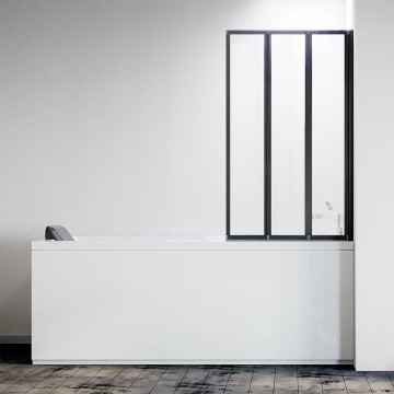 Шторка на ванну Veconi Palau PL-73BR, 1200x1500, черный, стекло прозрачное
