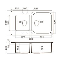 Кухонная мойка Omoikiri Maru 86-2-BE Tetogranit/ваниль