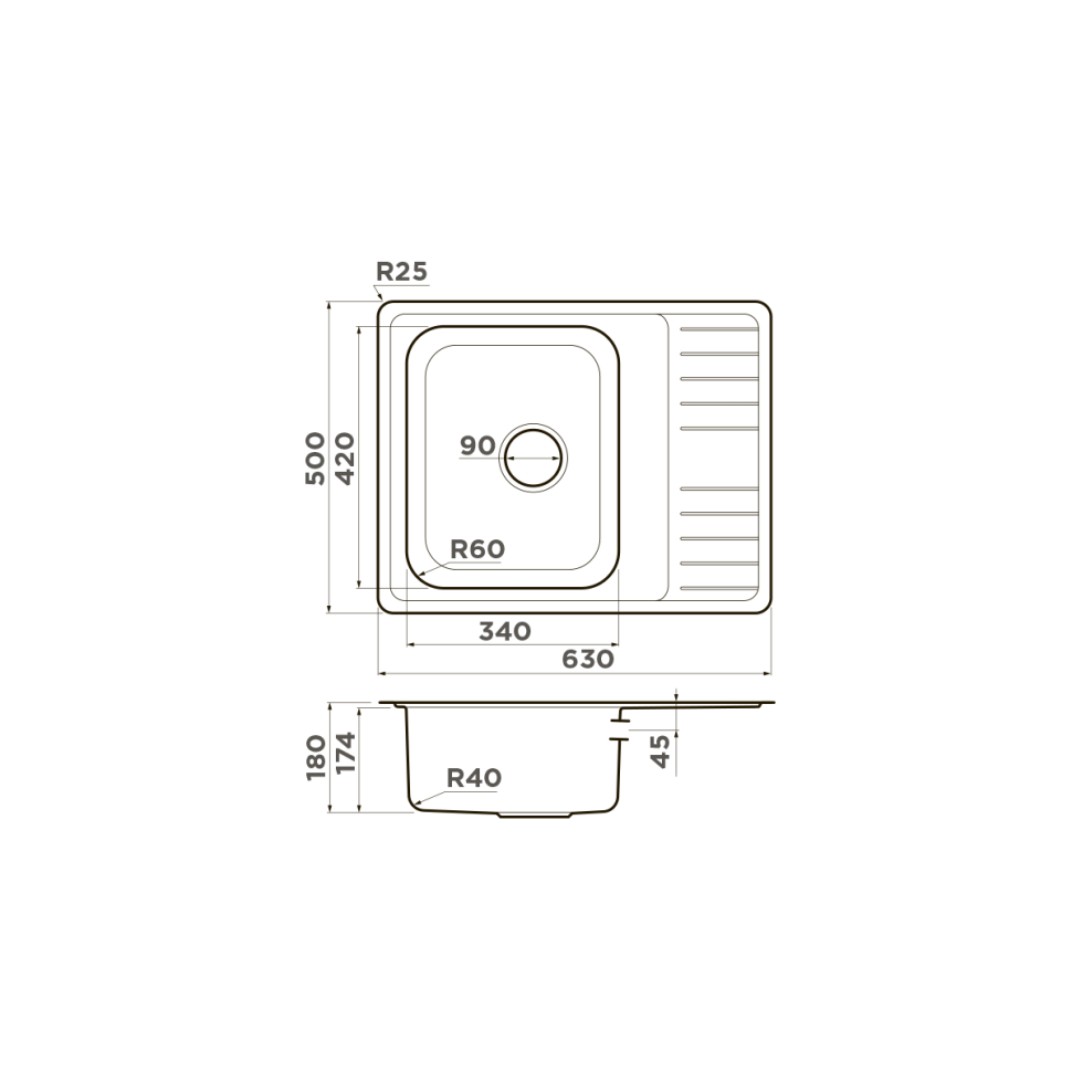 Кухонная мойка Omoikiri Sagami 63-IN нерж. сталь/нержавеющая сталь