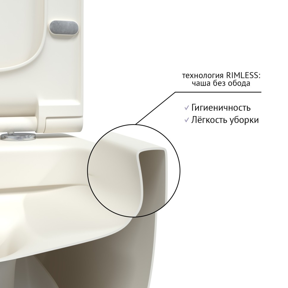 Унитаз подвесной BERGES EGO XL, матовый белый, микролифт, быстросъёмное