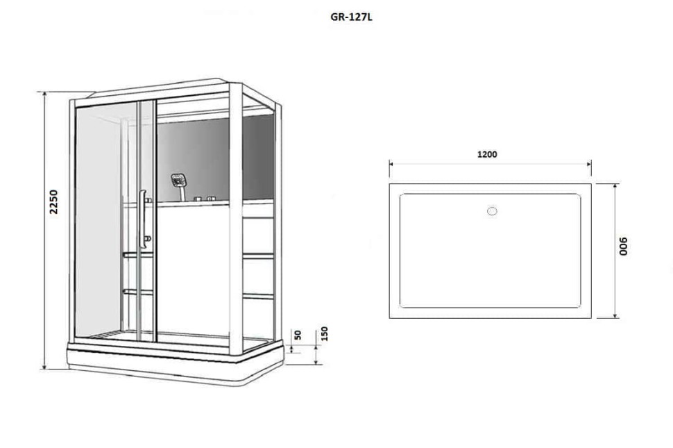 Душевая кабина Grossman Alba GR127L (90x120x225) дверь раздвижная,3 места