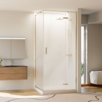 Душевой угол Veconi Rovigo RV-073RG/R, 1000х900х1950, золото брашинг, стекло дождь New