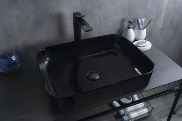 Раковина Gid BL1304 53351 накладная черная глянцевая 50x39x13