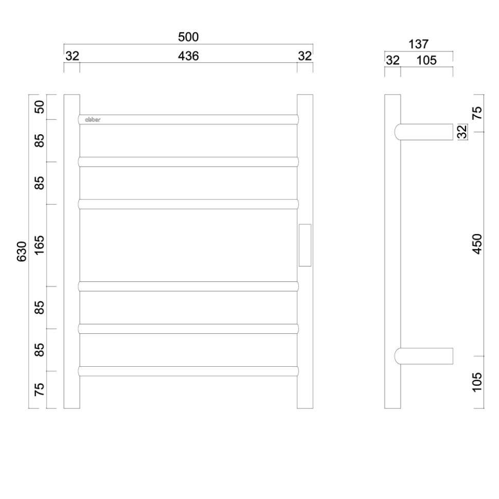 Полотенцесушитель электрический ABBER Standard AH4606BST сталь брашированная