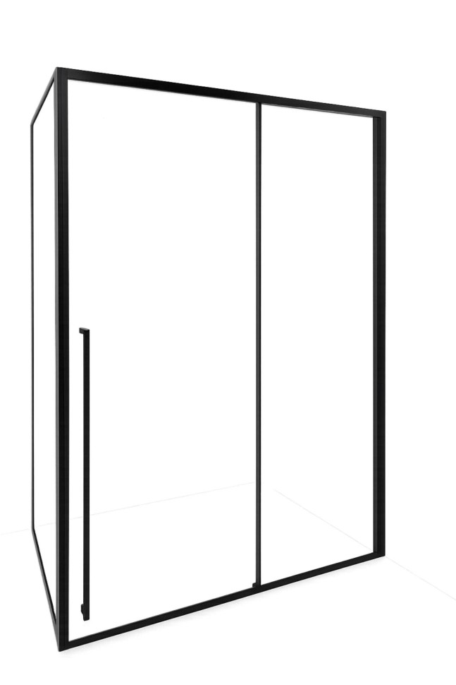 Timo Душевая дверь TDSS-150/03C-8L, раздвиж 1500*2000, проф черный + торцевое стекло TSS-900/03C-8 900*2000, проф черный