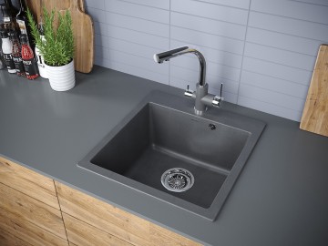 Мойка KANTE 50, IT-GRANIT, PM105152-DG, графит, 510х520, Paulmark