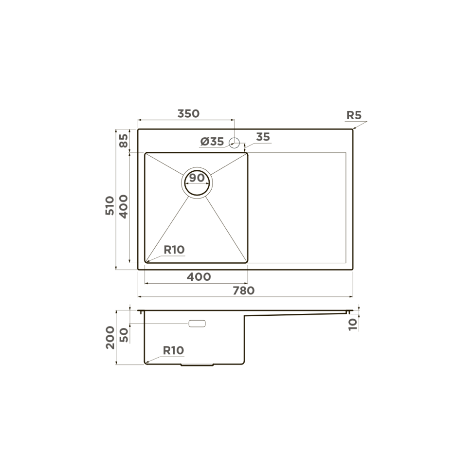 Кухонная мойка Omoikiri Akisame 78-L-GM нерж. сталь/вороненая сталь