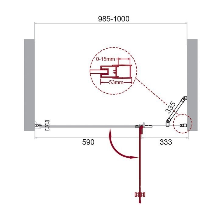 Душевая дверь BelBagno KRAFT-60/40-C-Cr-R