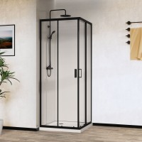 Душевой уголок City VSS-5CT9010CLB, 1000*900, черный, стекло прозрачное