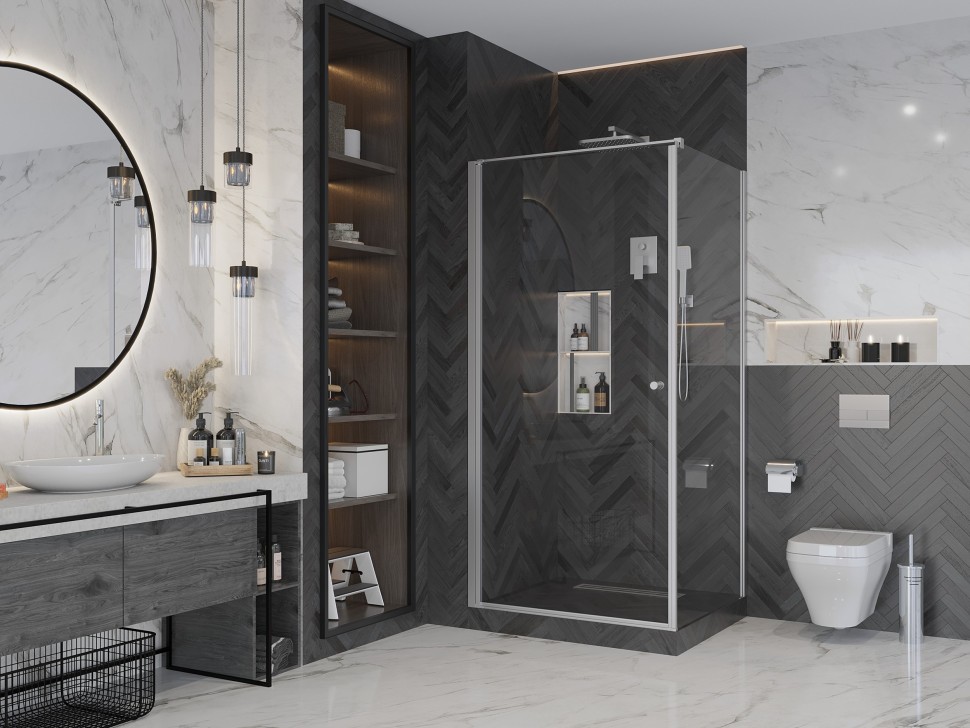 Боковая стенка Ambassador Elysium 80CX (80х200) хром,стекло прозрачное,1 место