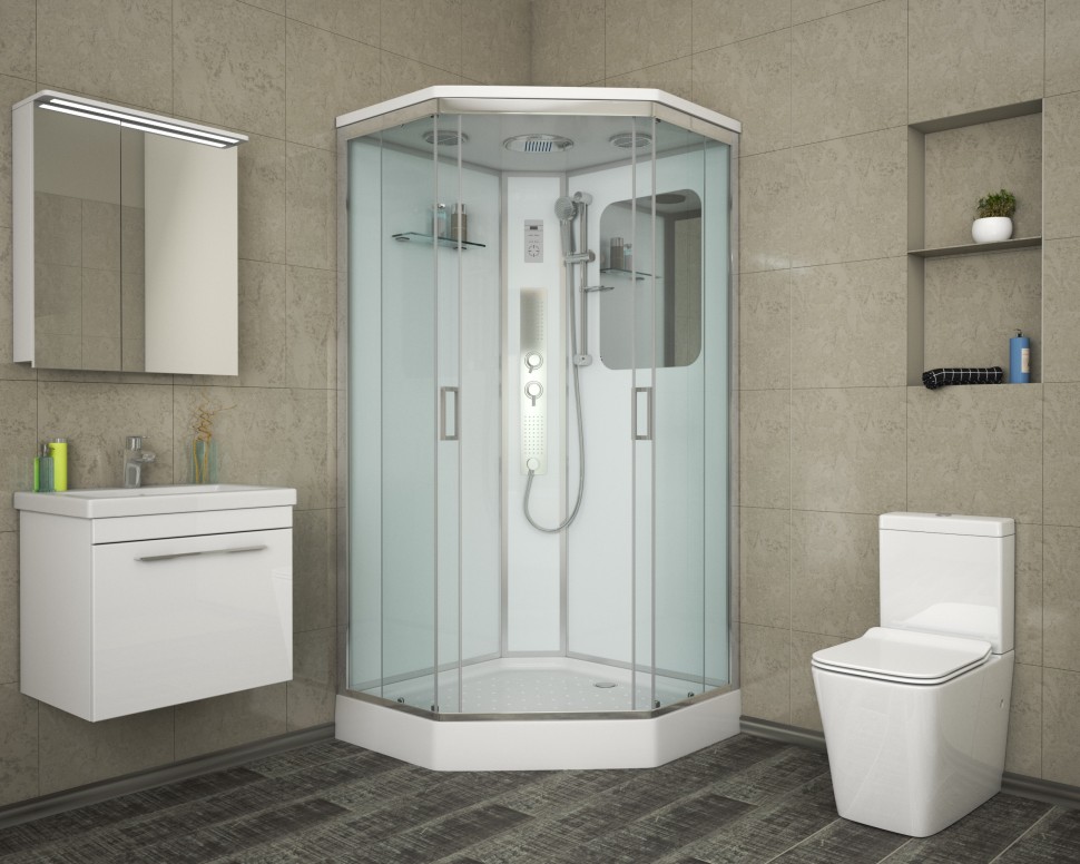 Душевая кабина Niagara Premium NG-6001-01GD (90х90х220) низкий поддон(16 см),стекло прозрачное,4 места