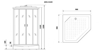 Душевая кабина Niagara Premium NG-6001-01GD (90х90х220) низкий поддон(16 см),стекло прозрачное,4 места