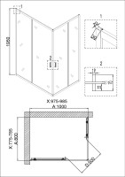Душевое ограждение Niagara Nova NG-6881-08ВLACK (100х80х195) прямоугольник,черный,двери раздвижные,стекло прозрачное,1 место