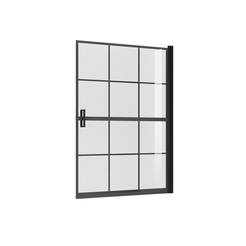 Шторка для ванны Niagara Nova NG-08-10BLACK (100х140) черный матовый,стекло прозрачное с рисунком,распашная,1 место