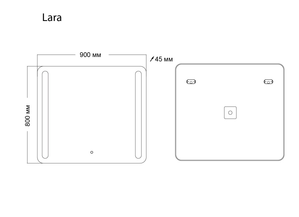 Зеркало LARA (900*800*45) LED с сенсорным выключателем и гравировкой
