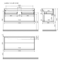 Тумба подвесная SANCOS Marmi 1.0 1195х445х520 c одним ящиком оснащенным доводчиками скрытого монтажа и открытой нишей, дуб галифакс натуральный, арт. MR1.0120EG