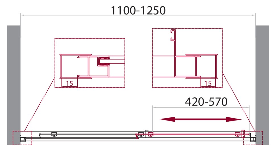 Душевая дверь BelBagno UNIQUE-BF-1-110/125-P-Cr