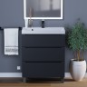 Тумба под раковину 70 см, Uperwood Tanos, напольная, черная, 3 ящика
