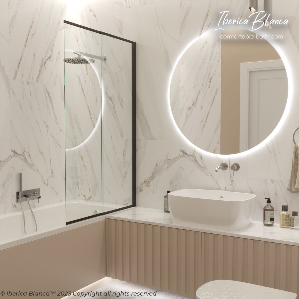 Шторка для ванны IBERICA BLANCA Mod.801 Slide Open раздвижная прозрачное стекло/черный 90х150см (IB801.SB.150.90)