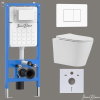 Комплект 3в1 IBERICA BLANCA инсталляция SILENCIO, унитаз BURGOS ALTO белый, кнопка смыва INOX-C белый матовый (IB001.BRA.231.111)