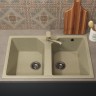 Кухонная мойка из искусственного камня Uperwood ECON UPD-402-002, прямоугольная, 2 чаши, бежевая матовая