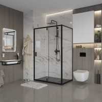 Душевое ограждение Niagara Nova NG-83-11AB-A80B (110х80х195) прямоугольник,черный,дверь распашная,стекло прозрачное,2 места