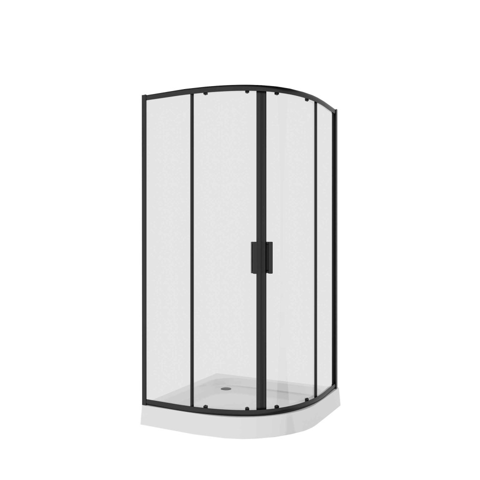 Душевое ограждение Niagara Nova NG-6886-08ВLACK (80х80х195) четверть круга,черный,двери раздвижные,стекло прозрачное,1 место