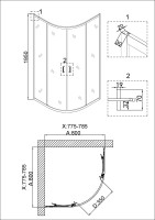 Душевое ограждение Niagara Nova NG-6886-08ВLACK (80х80х195) четверть круга,черный,двери раздвижные,стекло прозрачное,1 место