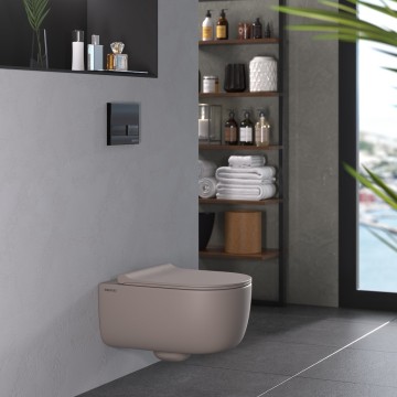 Унитаз подвесной BERGES EGO XL, матовый серый, микролифт, быстросъёмное