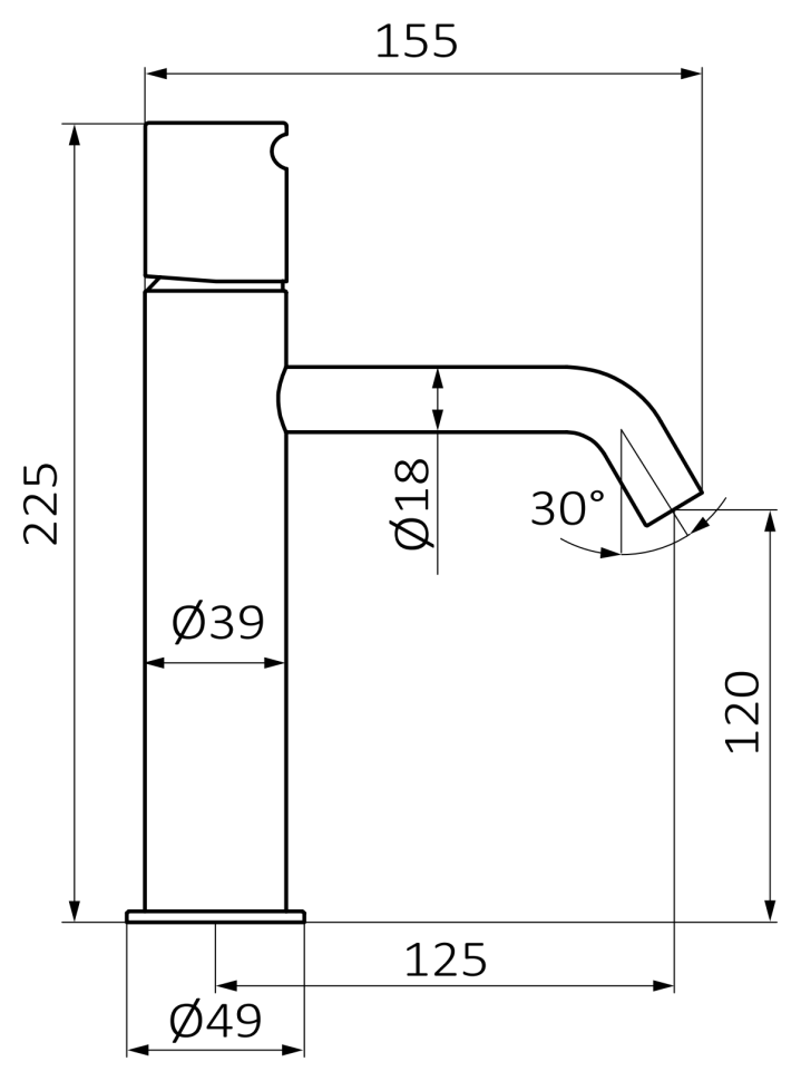 Смеситель для раковины GRB COOL XL 90540992, вороненная сталь