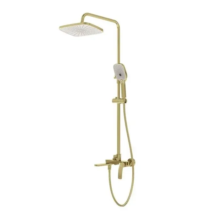 Душевая стойка Grossman Mercury 500.K35.10.320 с верхним душем,ручной лейкой и смесителем,золото сатиновый,1 место