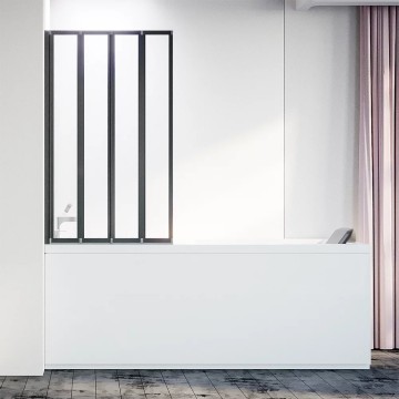 Шторка на ванну Veconi Palau PL-74BL, 1200x1500, черный, стекло прозрачное