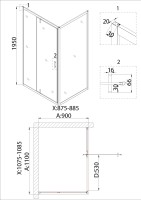 Душевое ограждение Niagara Nova NG-83-11AB-A90B (110х90х195) прямоугольник,черный,дверь распашная,стекло прозрачное,2 места