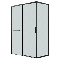 Душевое ограждение Grossman Style 100.K33.05.100.21.02-200.K33.05.90.21.02 (100х90х195) раздвижная(левая),черный матовый,стекло шиншилла,2 места