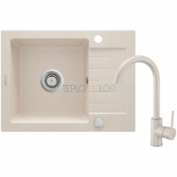 Гранитная мойка со смесителем, 1-чаша с осушкой