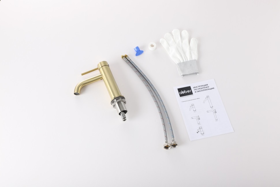 Смеситель ABBER Wasser Kreis 316 AF8110BG для раковины, брашированное светлое золото