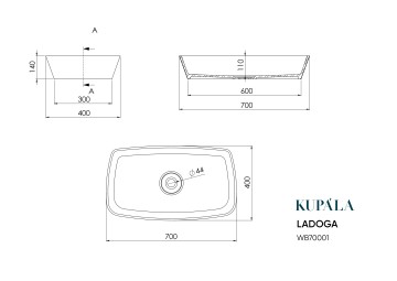 LADOGA Раковина чаша 700x400x125 мм
