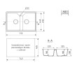 Кухонная мойка из искусственного камня Uperwood ECON UPD-402-004, прямоугольная, 2 чаши, черная матовая