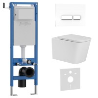 Комплект 3в1 IBERICA BLANCA инсталляция SILENCIO MINI, унитаз TOLEDO ALTO белый, кнопка смыва CRYSTAL-R белый глянцевый (IB.001M.TLA.234.2210)